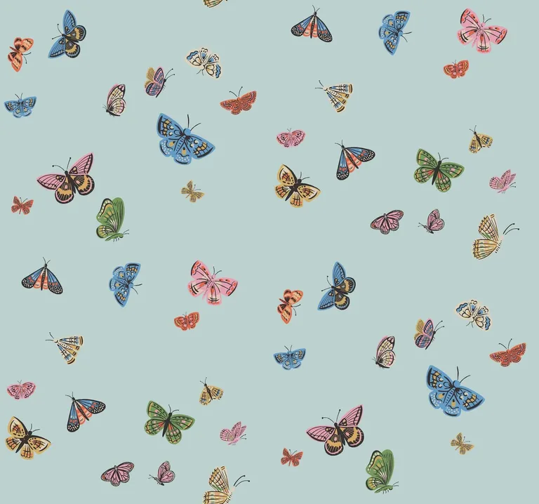 Rifle Paper Co. Butterfly House wallpaper, color Light Blue, SKU RF7414