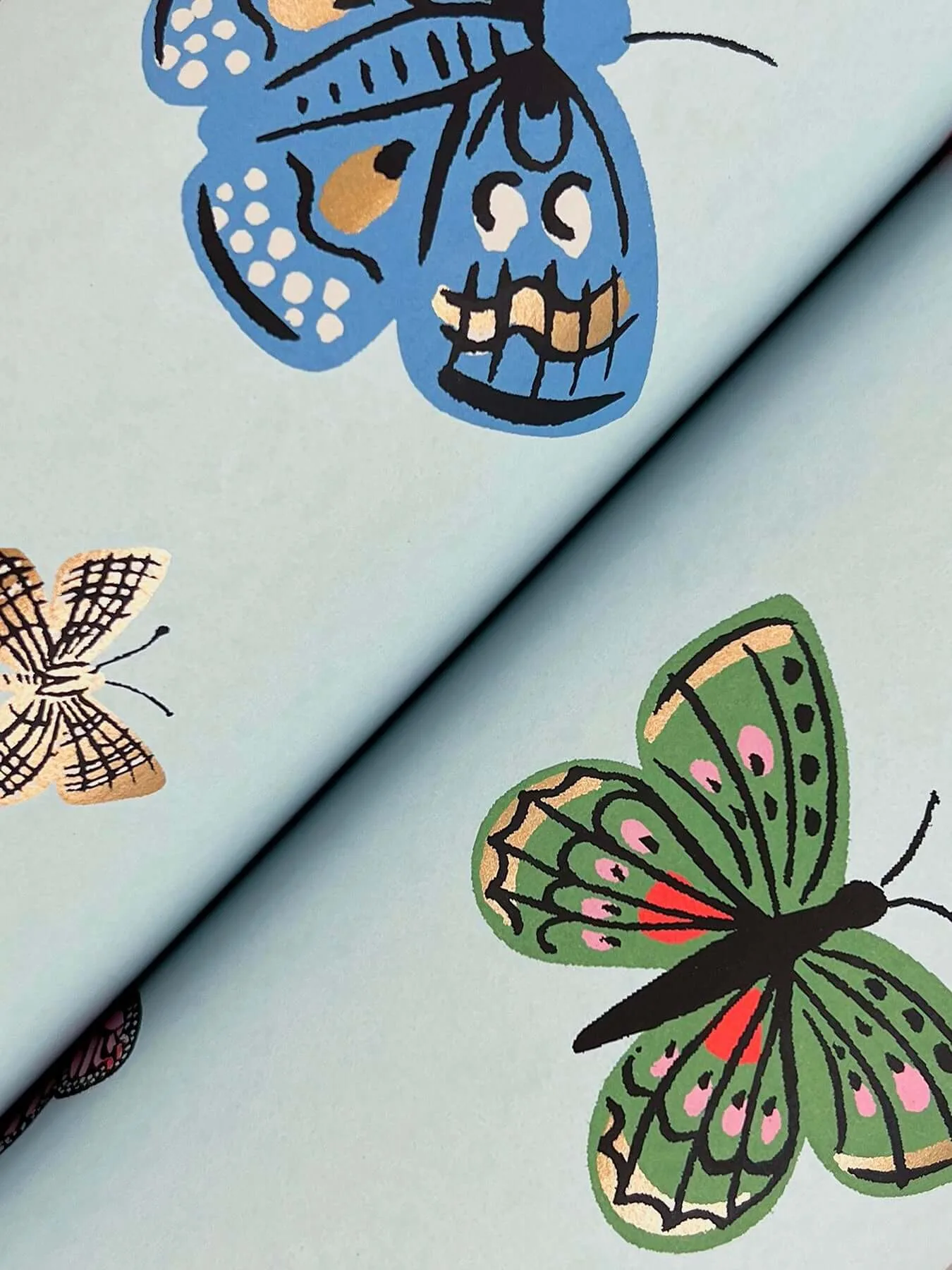 Rifle Paper Co. Butterfly House wallpaper, color Light Blue, SKU RF7414