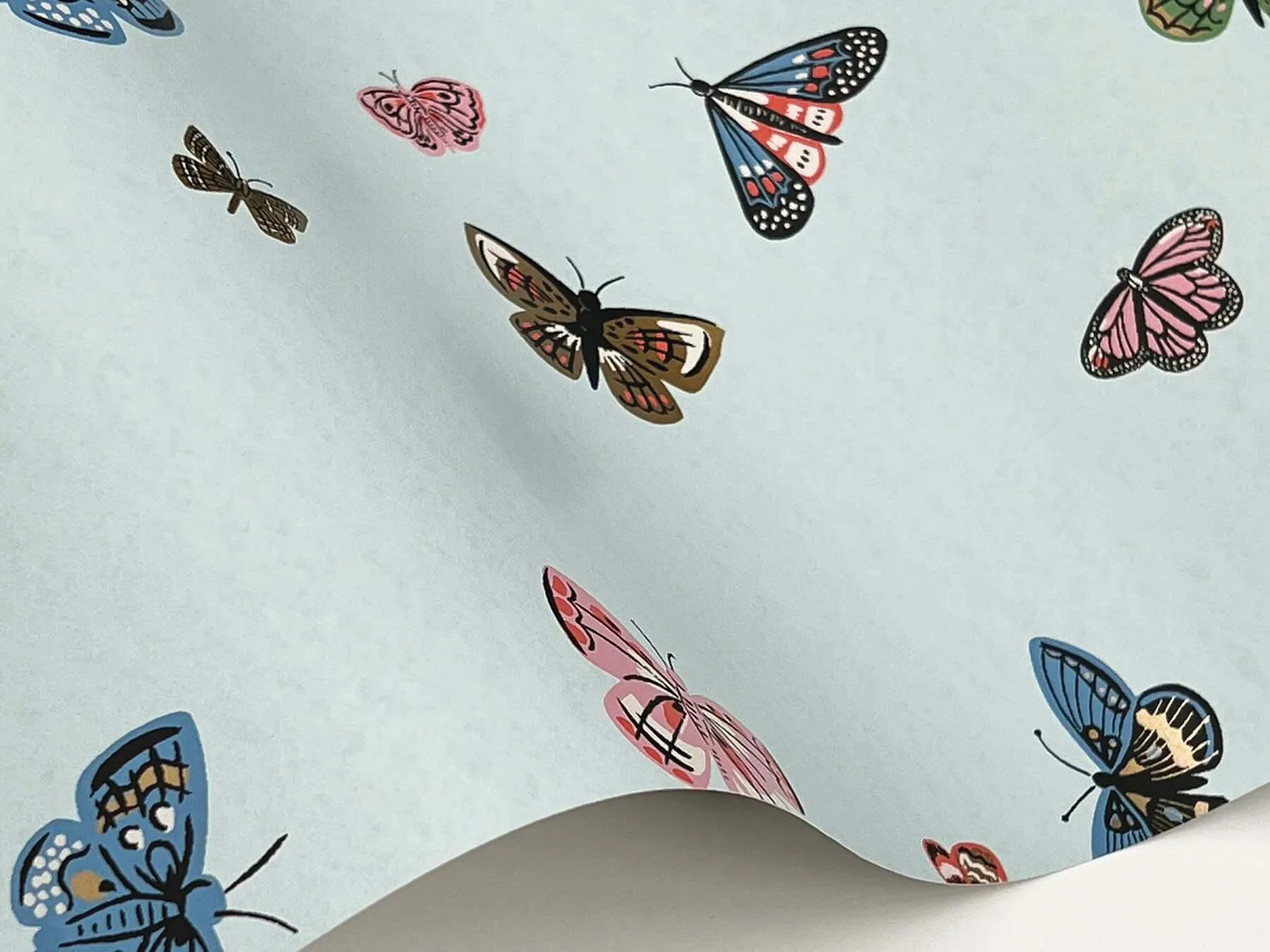 Rifle Paper Co. Butterfly House wallpaper, color Light Blue, SKU RF7414