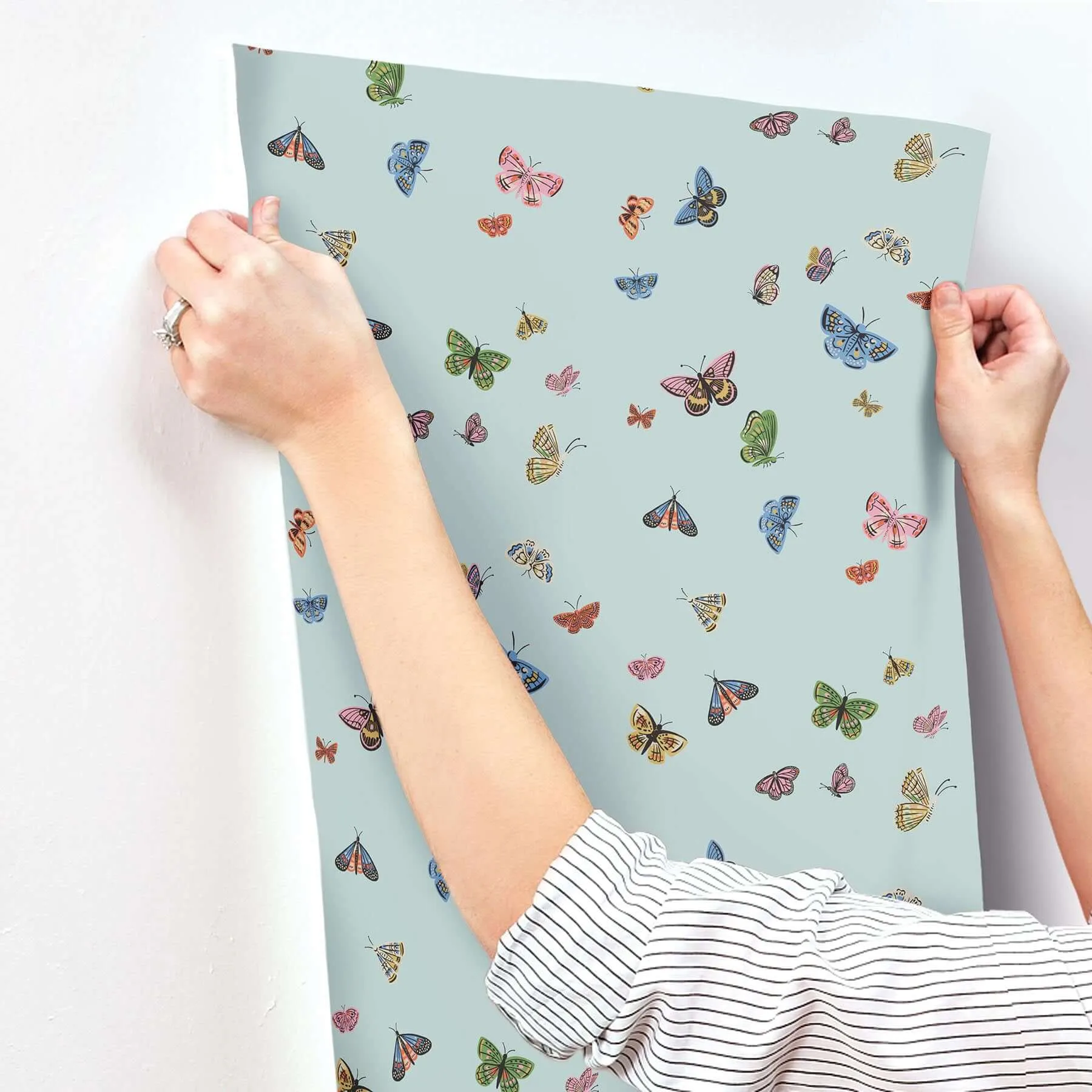 Rifle Paper Co. Butterfly House wallpaper, color Light Blue, SKU RF7414