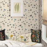 Rifle Paper Co. Butterfly House - Linen Wallpaper | Buy Online Rifle Paper Co. Butterfly House wallpaper, color Linen, SKU RF7412