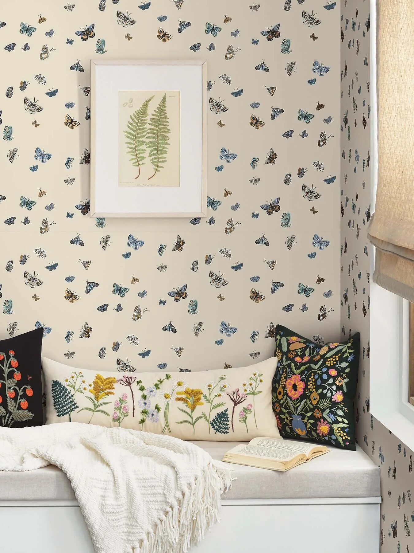 Rifle Paper Co. Butterfly House wallpaper, color Linen, SKU RF7412