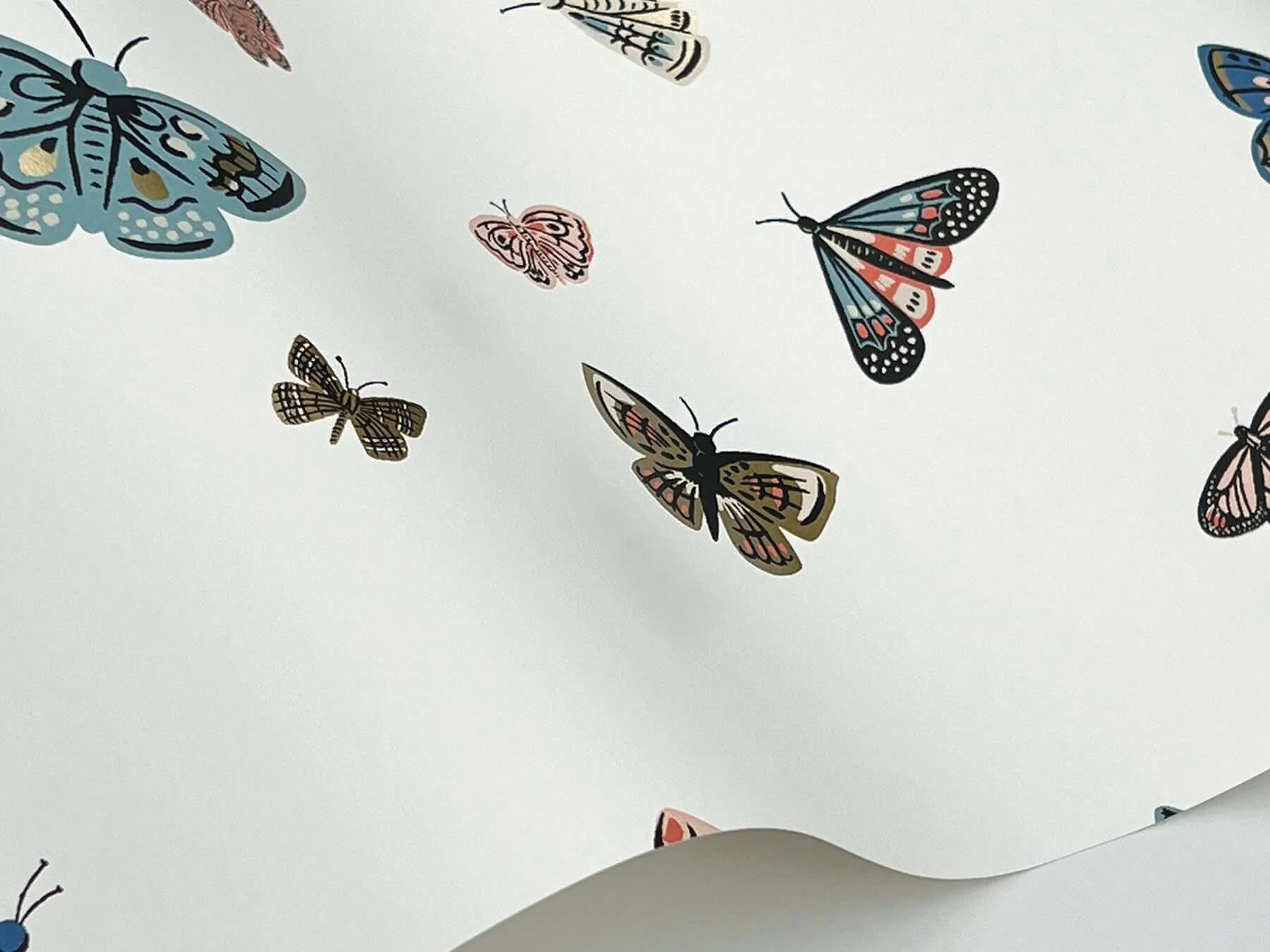 Rifle Paper Co. Butterfly House - White Wallpaper | Buy Online Rifle Paper Co. Butterfly House wallpaper, color White, SKU RF7411