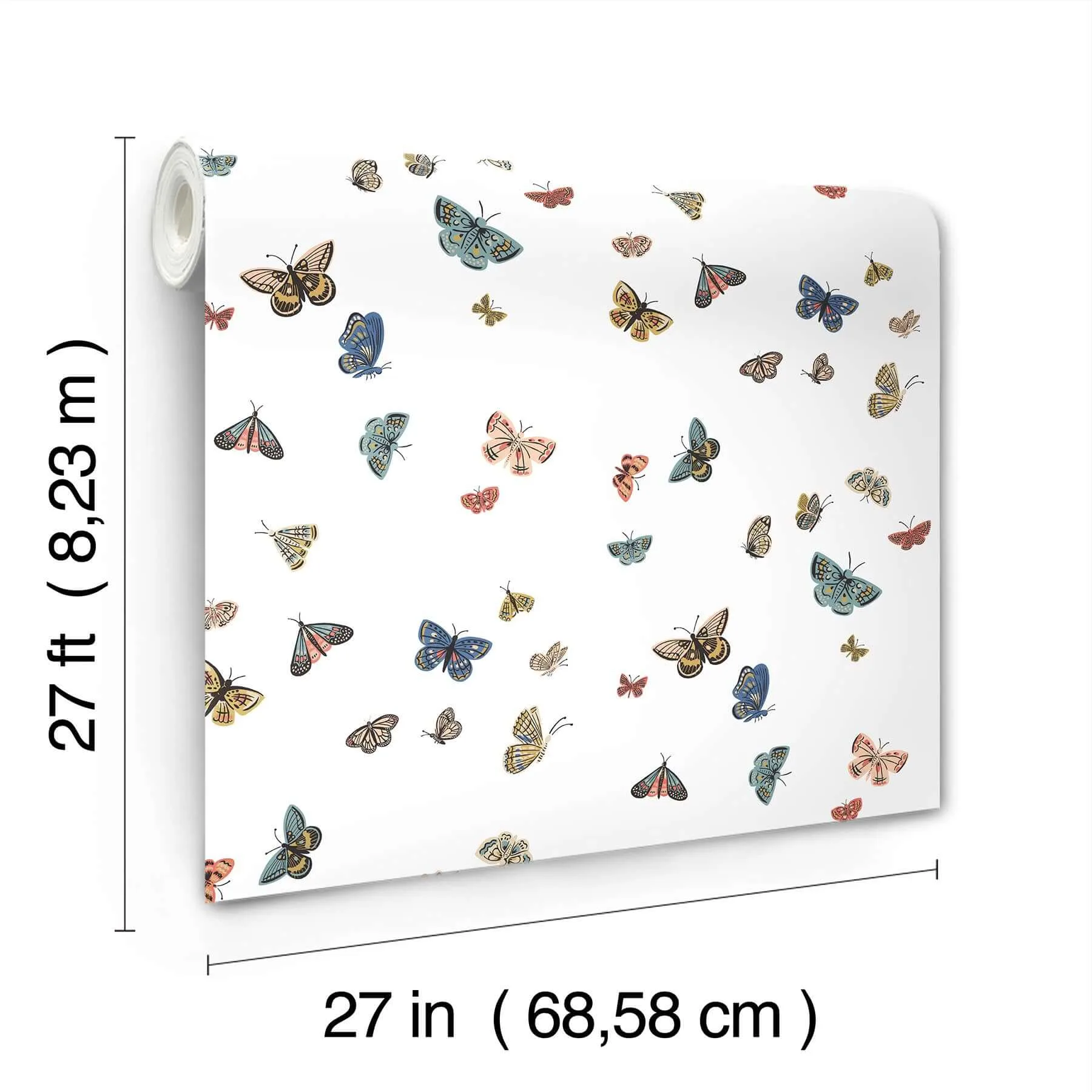 Rifle Paper Co. Butterfly House - White Wallpaper | Buy Online Rifle Paper Co. Butterfly House wallpaper, color White, SKU RF7411