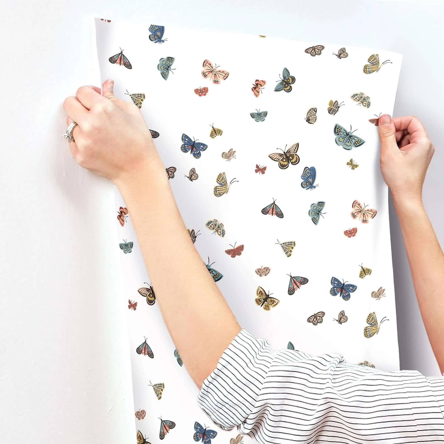 Rifle Paper Co. Butterfly House - White Wallpaper | Buy Online Rifle Paper Co. Butterfly House wallpaper, color White, SKU RF7411