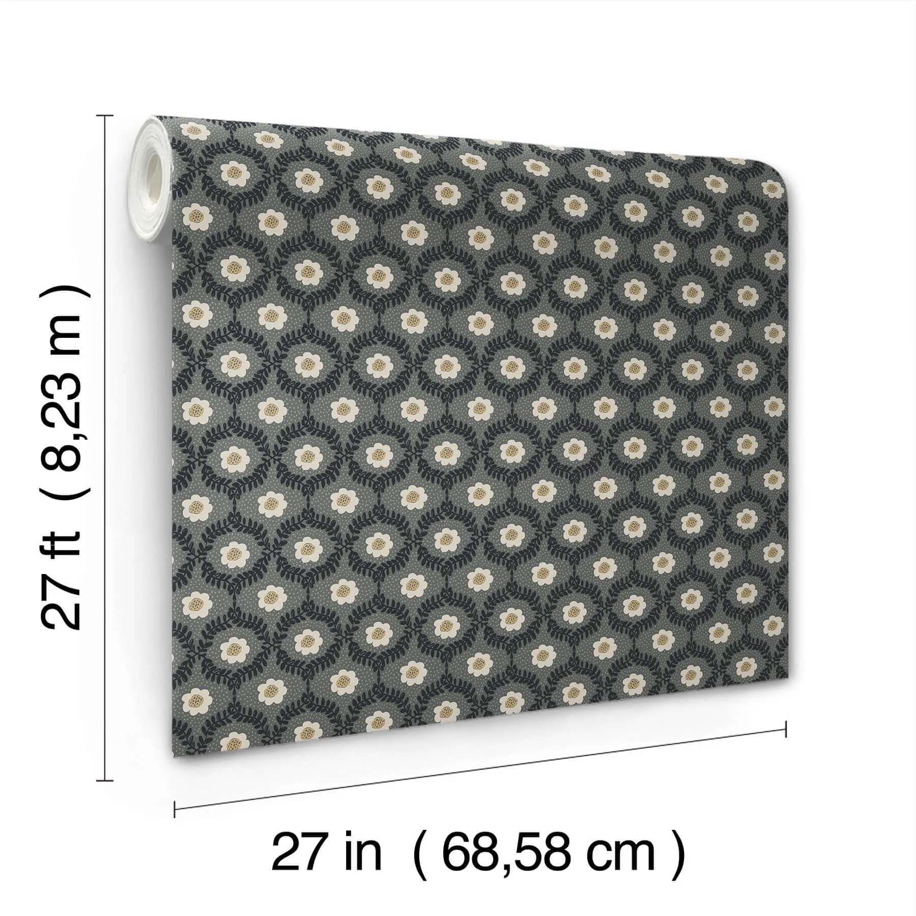 Rifle Paper Co. Emma wallpaper, color Black, SKU RF7442