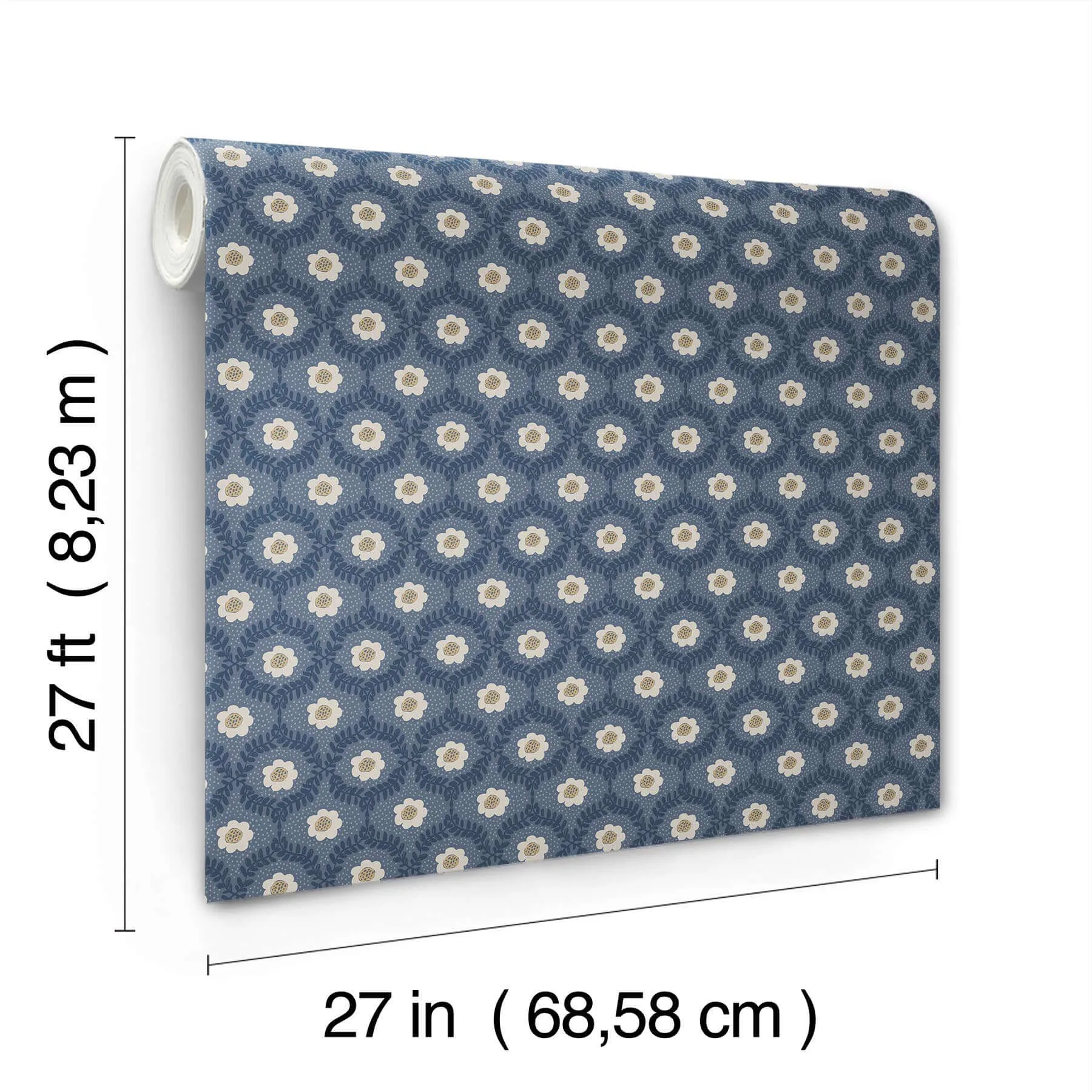 Rifle Paper Co. Emma - Navy Wallpaper | Buy Online Rifle Paper Co. Emma wallpaper, color Navy, SKU RF7441