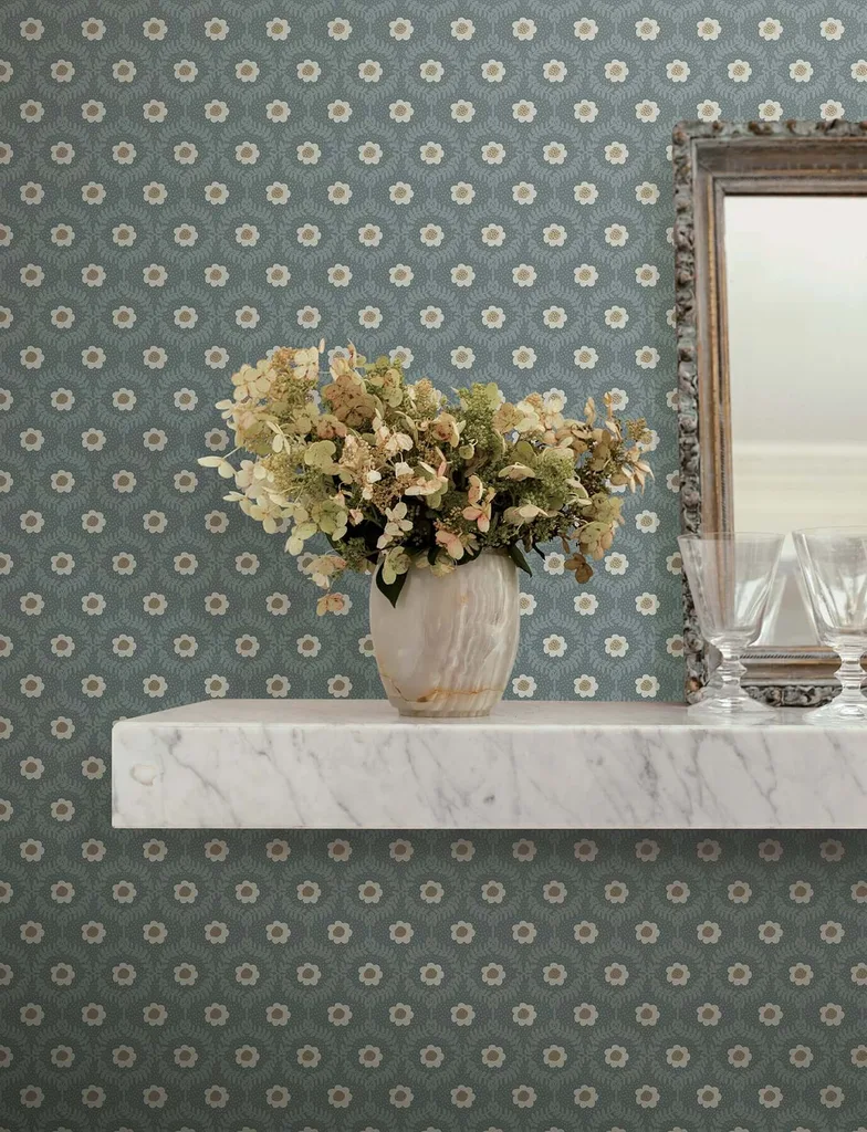 Rifle Paper Co. Emma wallpaper, color Slate, SKU RF7445