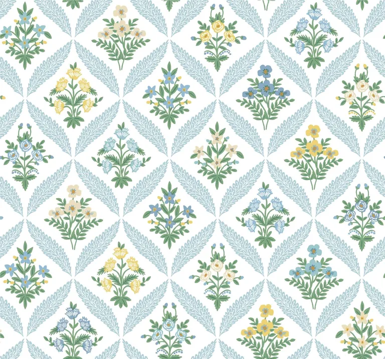 Rifle Paper Co. Estee Garden wallpaper, color Blue, SKU RF7514