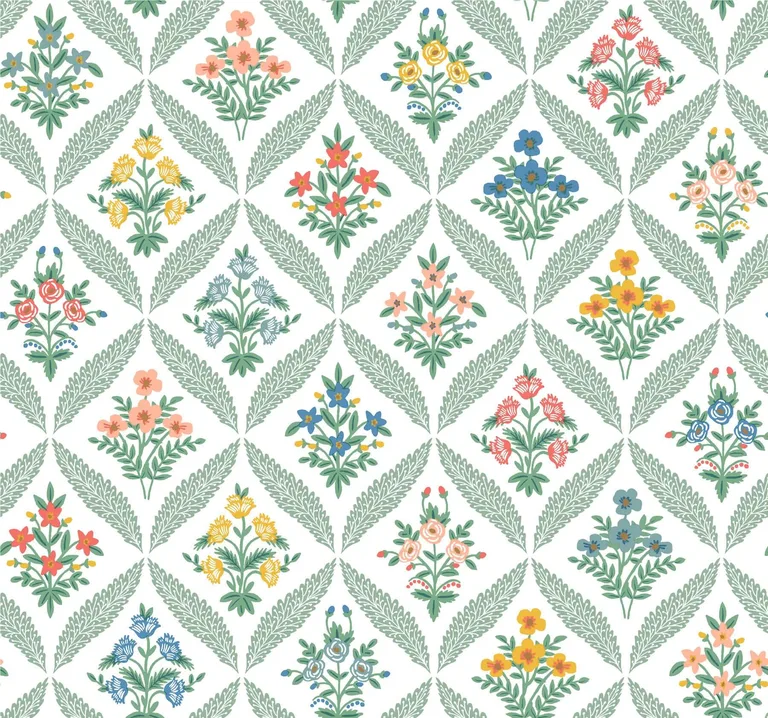 Rifle Paper Co. Estee Garden wallpaper, color Sage, SKU RF7513