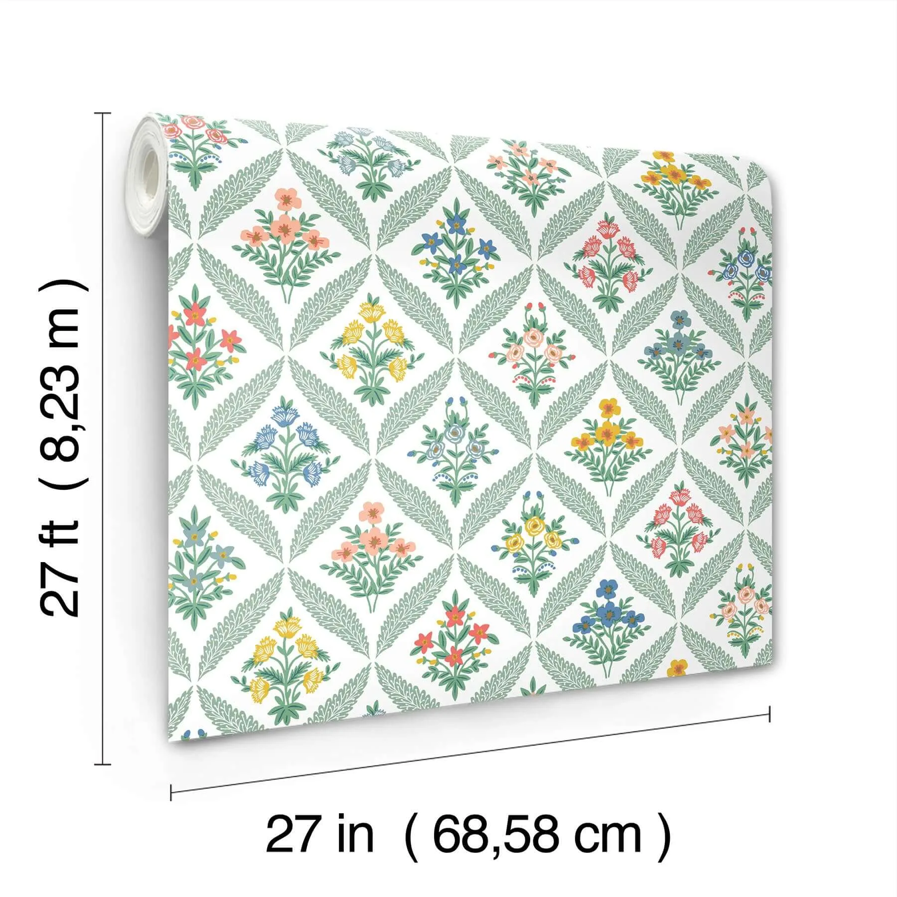 Rifle Paper Co. Estee Garden wallpaper, color Sage, SKU RF7513