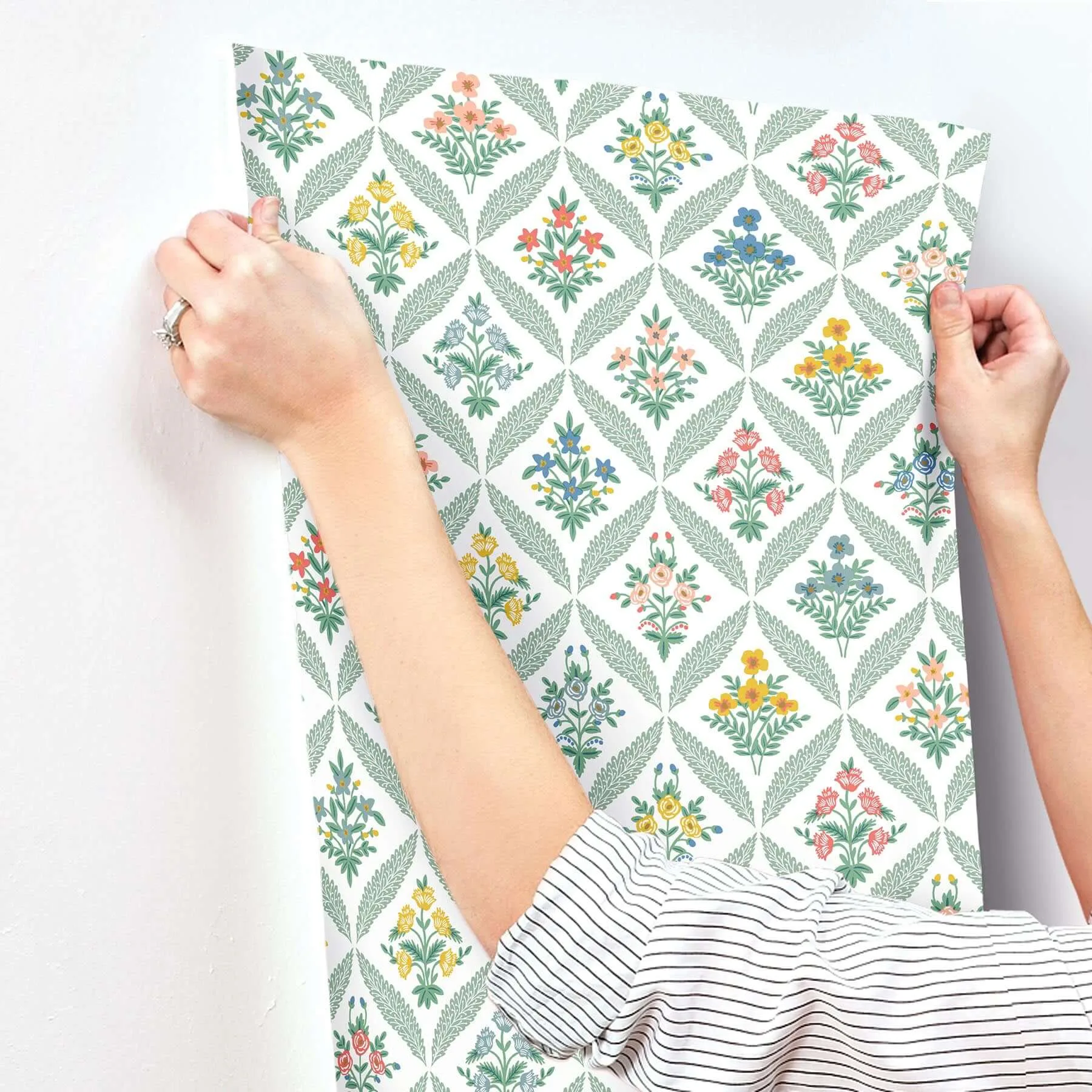 Rifle Paper Co. Estee Garden wallpaper, color Sage, SKU RF7513