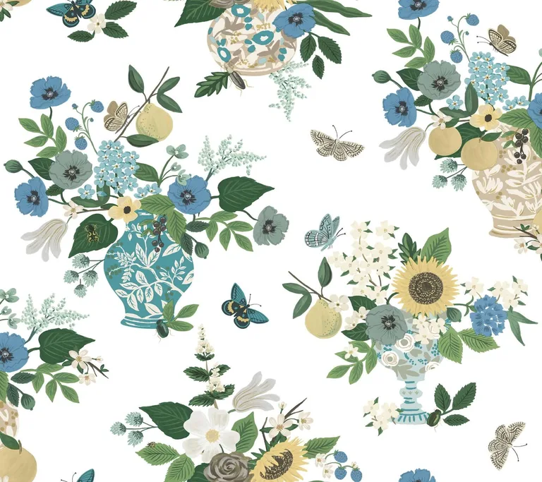 Rifle Paper Co. Flower Studies wallpaper, color Blue, SKU RF7401