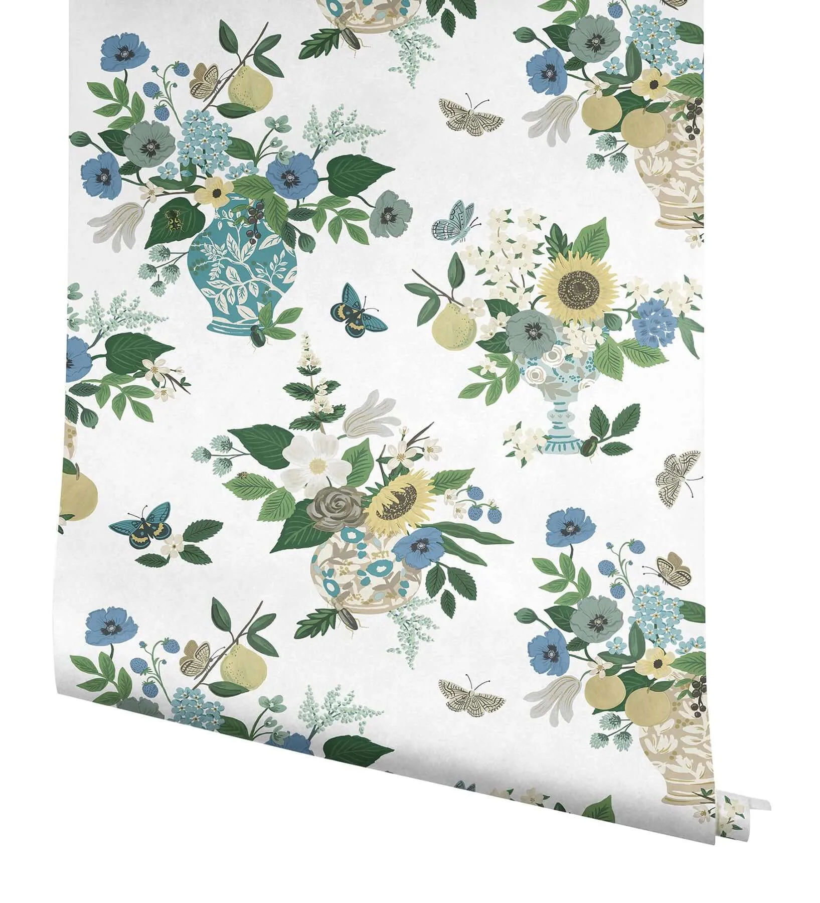 Rifle Paper Co. Flower Studies - Blue Wallpaper | Buy Online Rifle Paper Co. Flower Studies wallpaper, color Blue, SKU RF7401