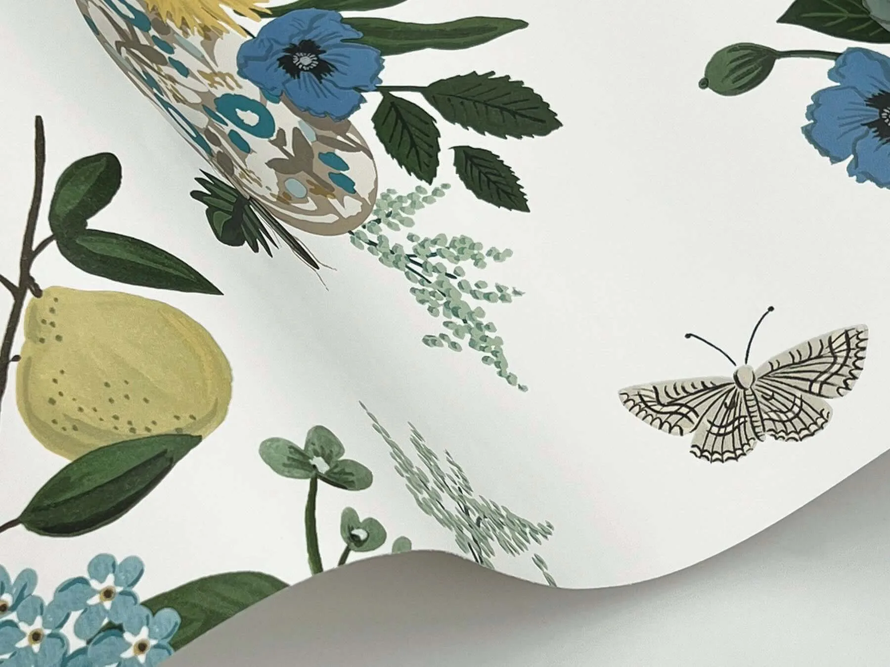 Rifle Paper Co. Flower Studies - Blue Wallpaper | Buy Online Rifle Paper Co. Flower Studies wallpaper, color Blue, SKU RF7401