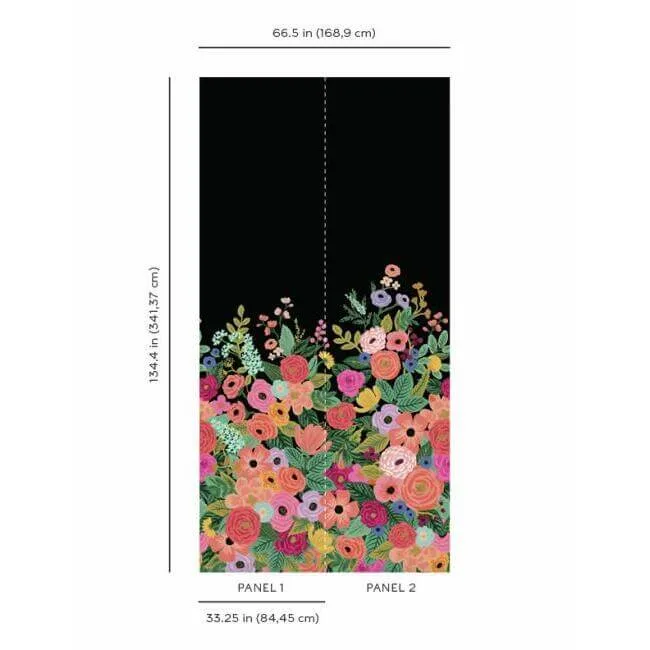 Rifle Paper Co. Garden Party wallpaper, color Black, SKU RI5192M