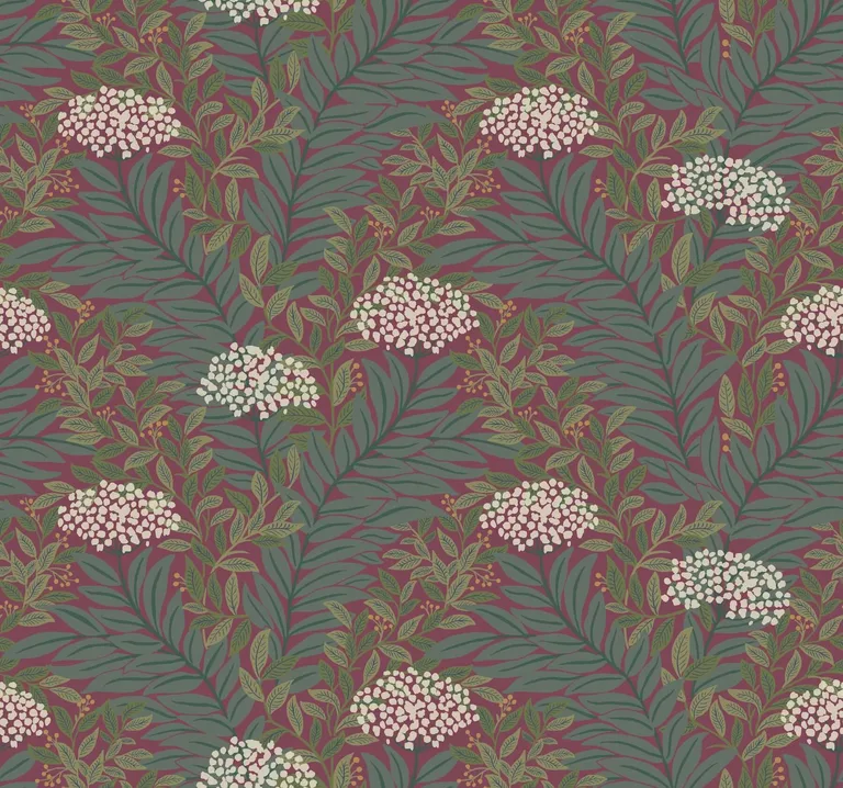 Rifle Paper Co. Highgrove wallpaper, color Burgundy, SKU RF7506