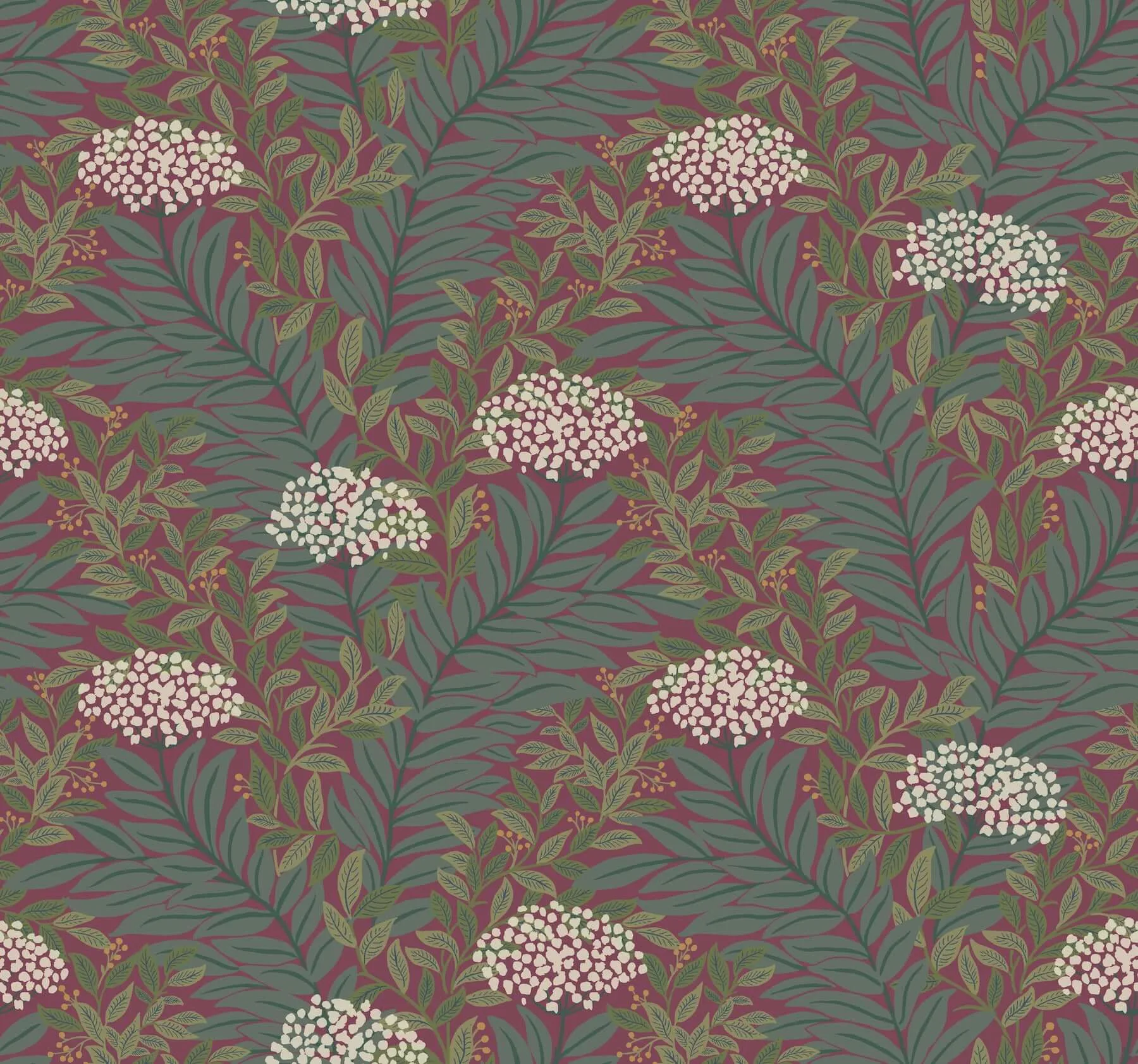 Rifle Paper Co. Highgrove wallpaper, color Burgundy, SKU RF7506