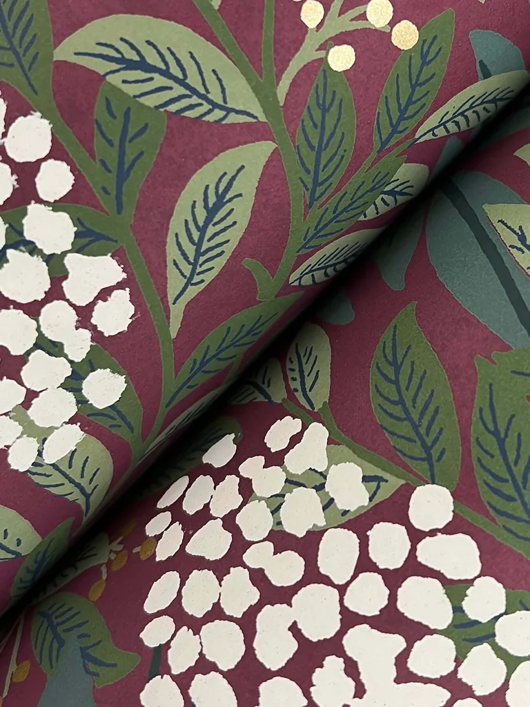 Rifle Paper Co. Highgrove wallpaper, color Burgundy, SKU RF7506