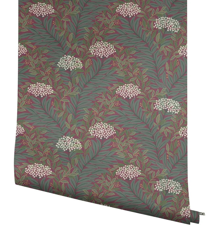 Rifle Paper Co. Highgrove wallpaper, color Burgundy, SKU RF7506