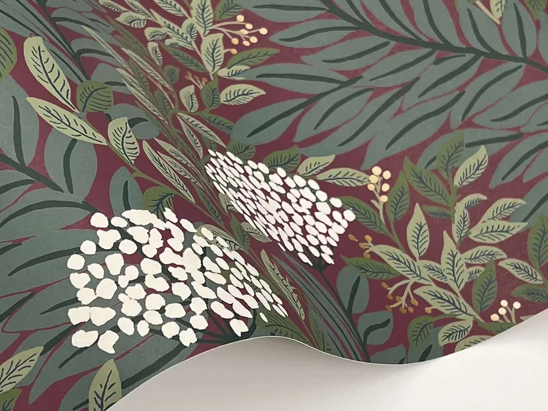 Rifle Paper Co. Highgrove wallpaper, color Burgundy, SKU RF7506