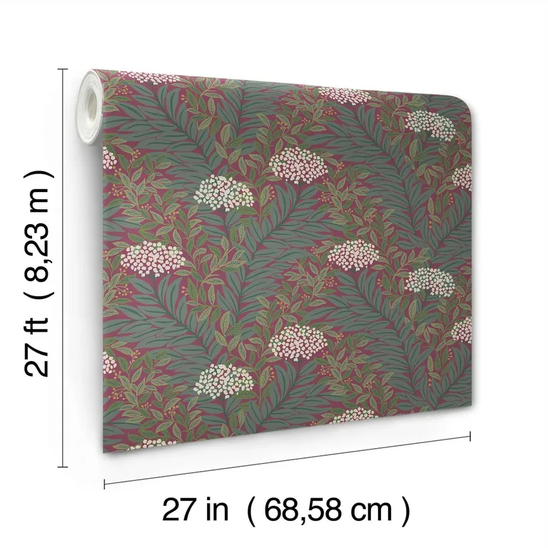 Rifle Paper Co. Highgrove wallpaper, color Burgundy, SKU RF7506
