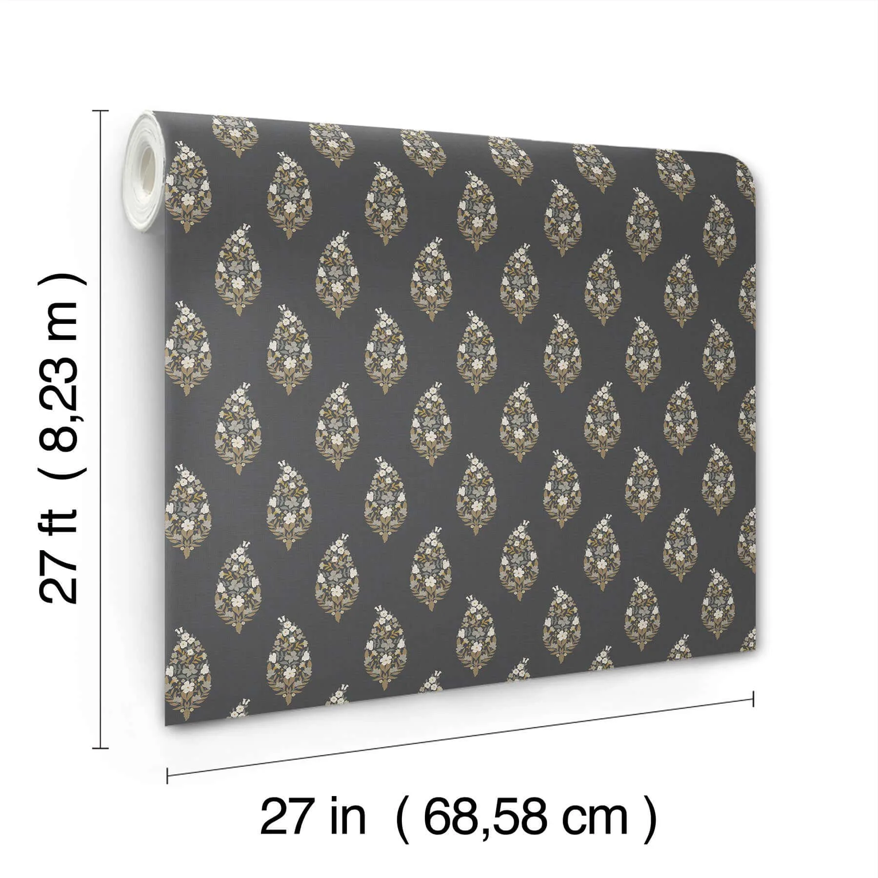 Rifle Paper Co. Paisley - Black Wallpaper | Buy Online Rifle Paper Co. Paisley wallpaper, color Black, SKU RF7472