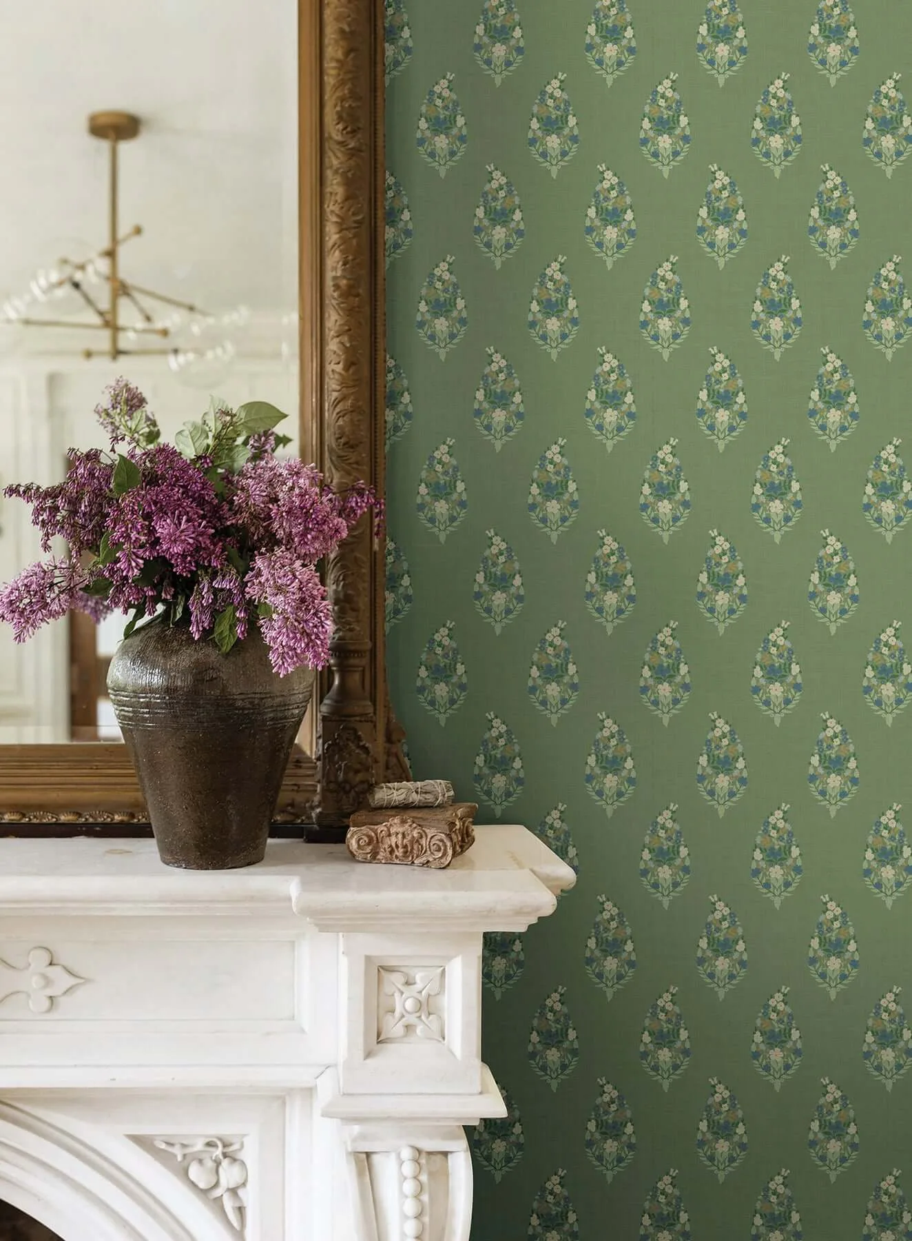 Rifle Paper Co. Paisley wallpaper, color Green, SKU RF7471