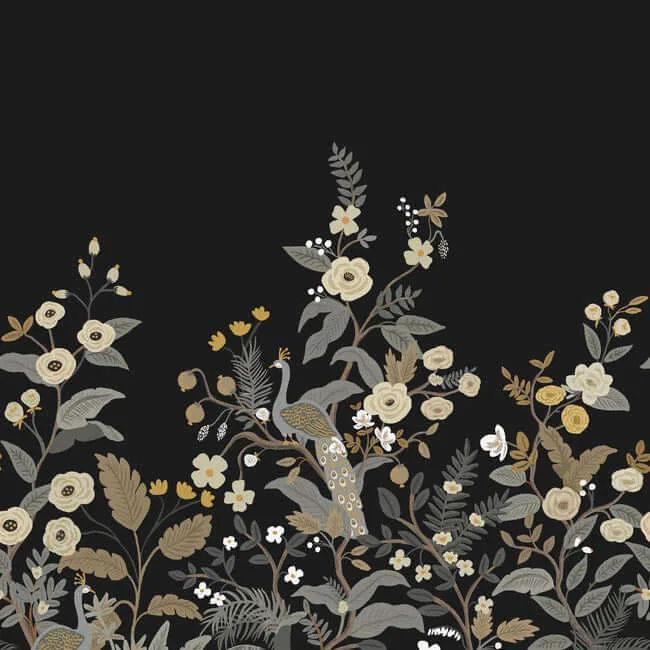 Rifle Paper Co. Peacock wallpaper, color Black, SKU RP7399M