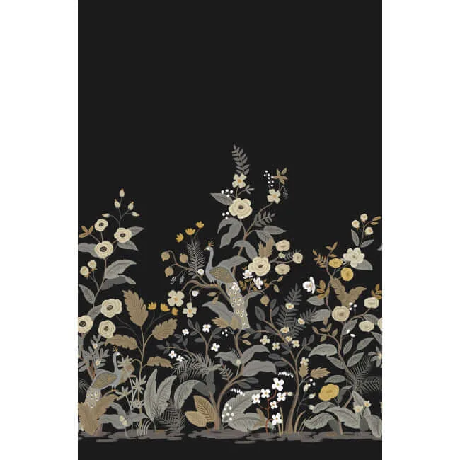 Rifle Paper Co. Peacock - Black Wallpaper | Buy Online Rifle Paper Co. Peacock wallpaper, color Black, SKU RP7399M