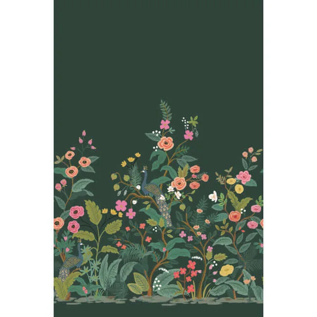 Rifle Paper Co. Peacock - Emerald Wallpaper | Buy Online Rifle Paper Co. Peacock wallpaper, color Emerald, SKU RP7398M