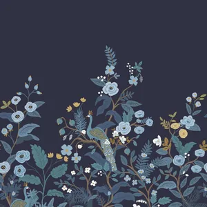 Rifle Paper Co. Peacock wallpaper, color Navy, SKU RP7396M