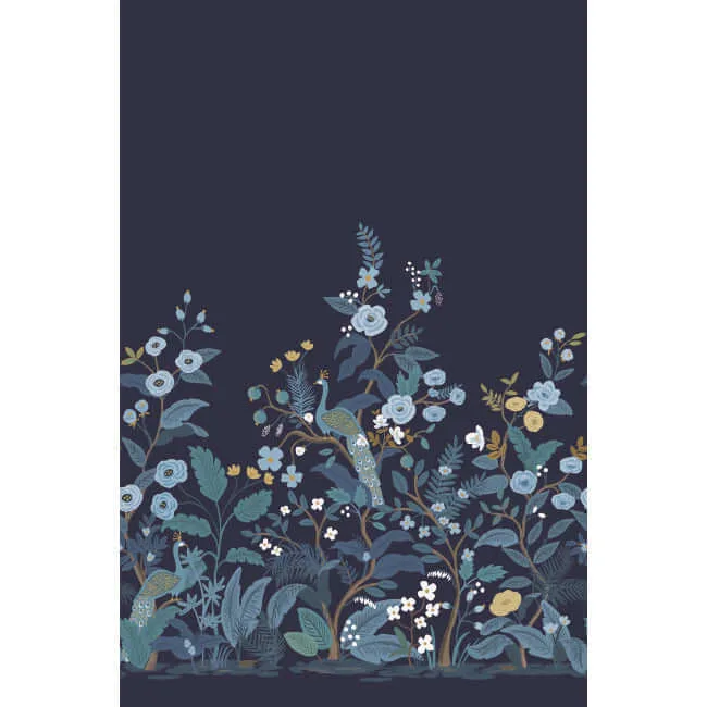 Rifle Paper Co. Peacock - Navy Wallpaper | Buy Online Rifle Paper Co. Peacock wallpaper, color Navy, SKU RP7396M