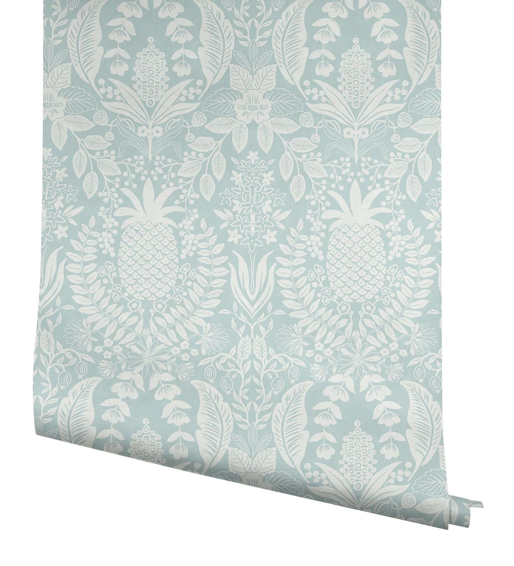 Rifle Paper Co. Pineapple Damask - Light Blue Wallpaper | Buy Online Rifle Paper Co. Pineapple Damask wallpaper, color Light Blue, SKU RF7484