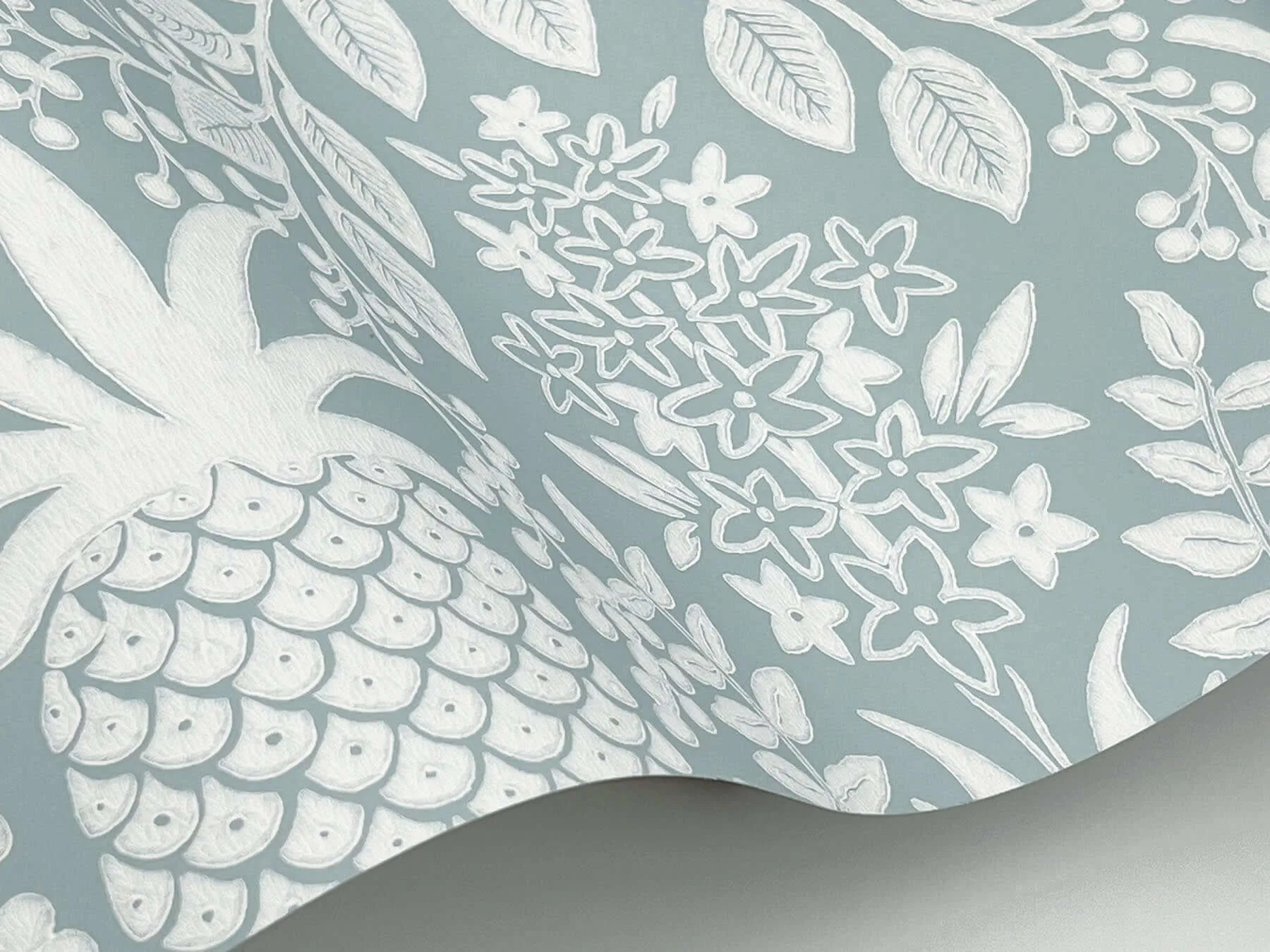 Rifle Paper Co. Pineapple Damask - Light Blue Wallpaper | Buy Online Rifle Paper Co. Pineapple Damask wallpaper, color Light Blue, SKU RF7484