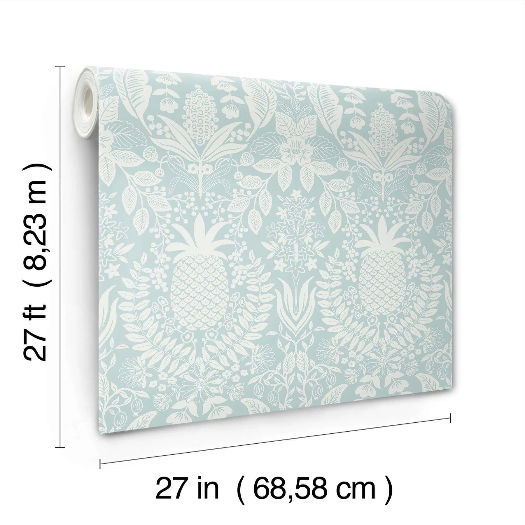 Rifle Paper Co. Pineapple Damask - Light Blue Wallpaper | Buy Online Rifle Paper Co. Pineapple Damask wallpaper, color Light Blue, SKU RF7484