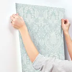 Rifle Paper Co. Pineapple Damask - Light Blue Wallpaper | Buy Online Rifle Paper Co. Pineapple Damask wallpaper, color Light Blue, SKU RF7484