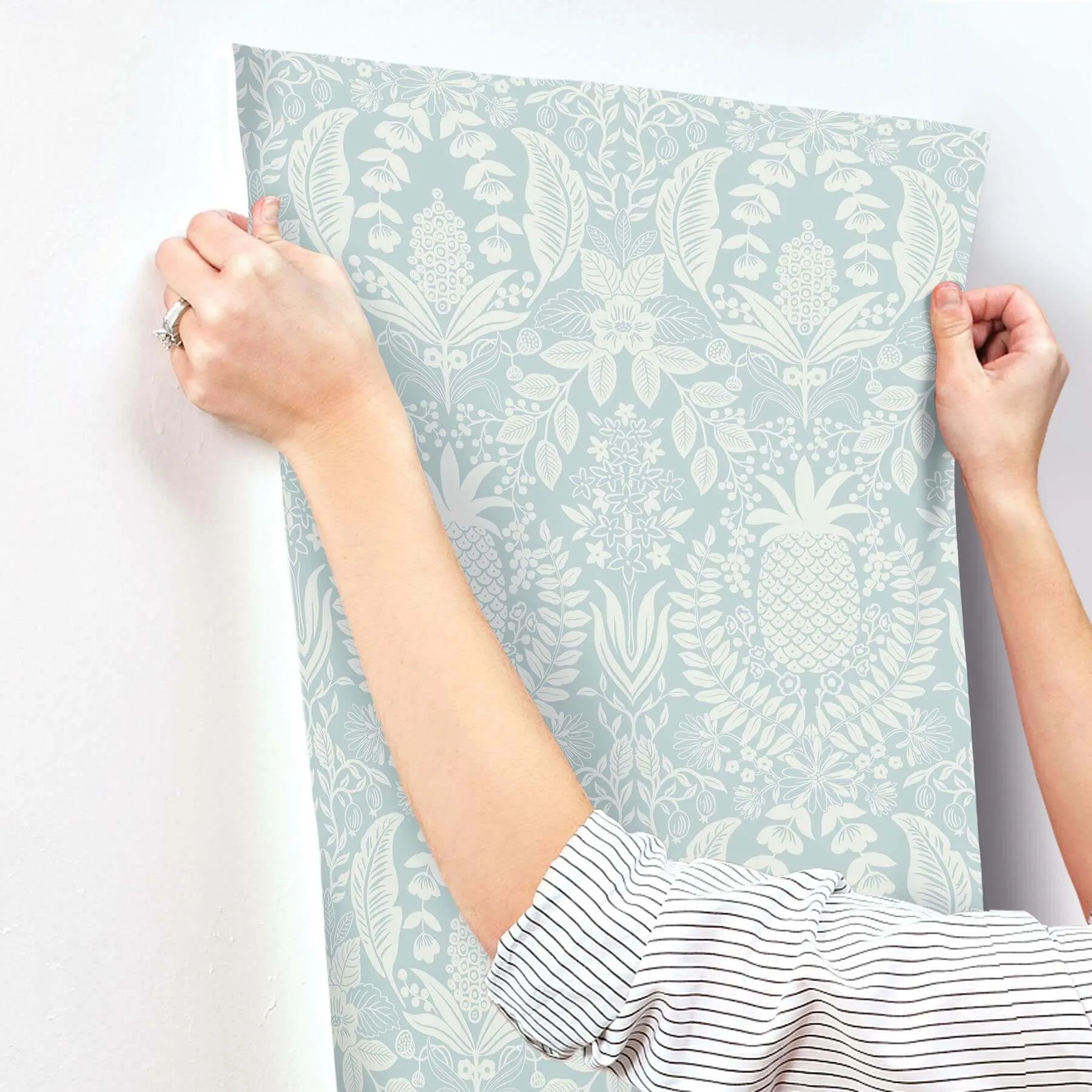 Rifle Paper Co. Pineapple Damask - Light Blue Wallpaper | Buy Online Rifle Paper Co. Pineapple Damask wallpaper, color Light Blue, SKU RF7484
