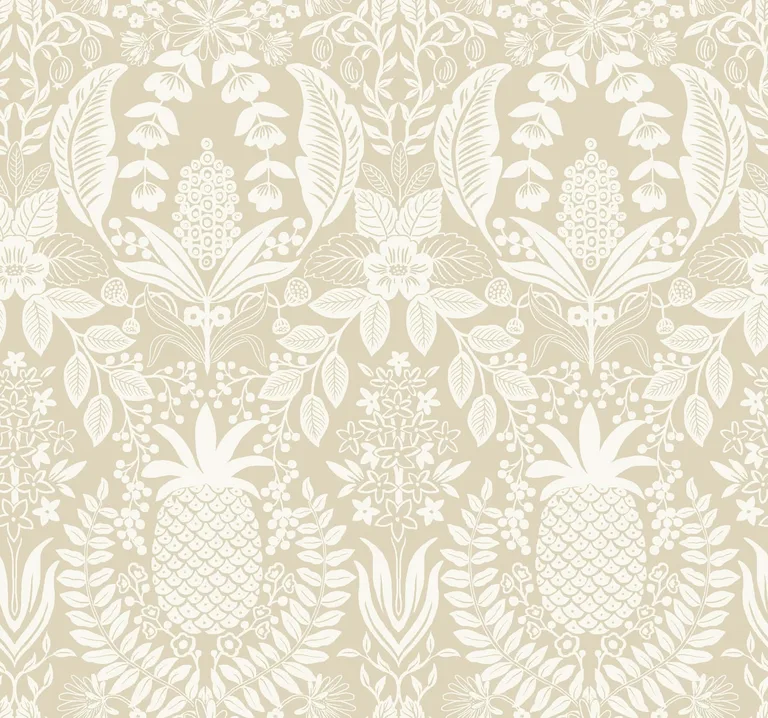 Rifle Paper Co. Pineapple Damask wallpaper, color Linen, SKU RF7485