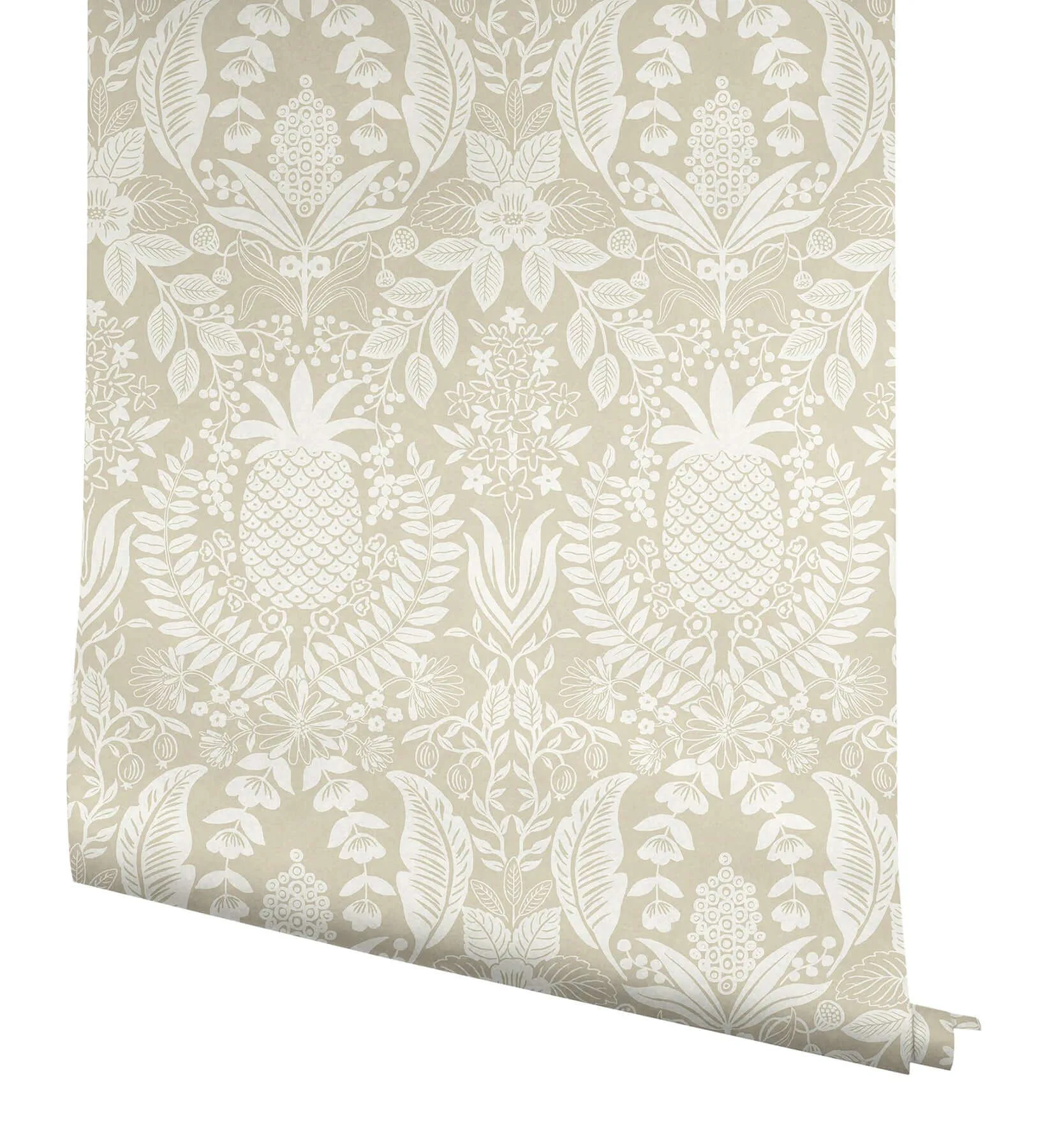 Rifle Paper Co. Pineapple Damask wallpaper, color Linen, SKU RF7485