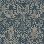 Rifle Paper Co. Pineapple Damask - Navy Wallpaper | Buy Online Rifle Paper Co. Pineapple Damask wallpaper, color Navy, SKU RF7486