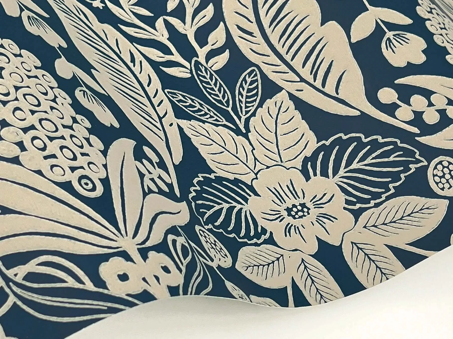 Rifle Paper Co. Pineapple Damask - Navy Wallpaper | Buy Online Rifle Paper Co. Pineapple Damask wallpaper, color Navy, SKU RF7486