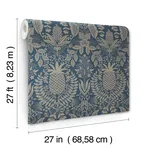 Rifle Paper Co. Pineapple Damask - Navy Wallpaper | Buy Online Rifle Paper Co. Pineapple Damask wallpaper, color Navy, SKU RF7486