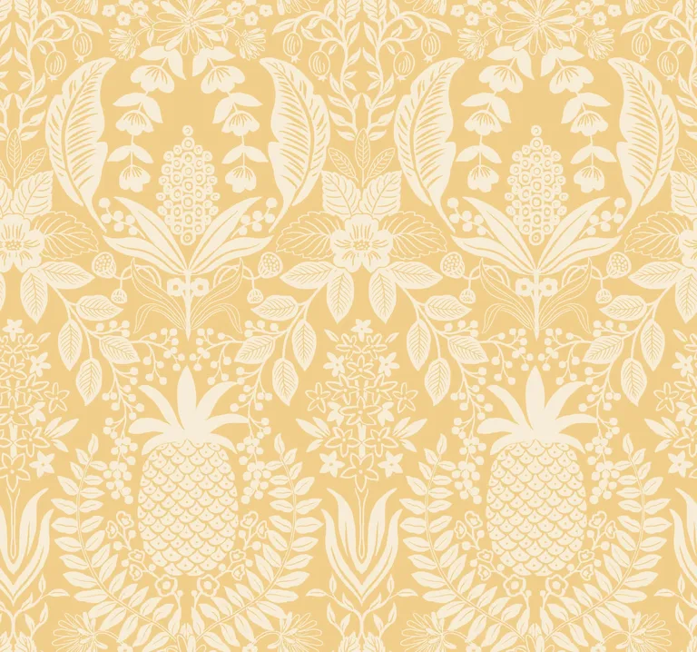 Rifle Paper Co. Pineapple Damask wallpaper, color Yellow, SKU RF7481