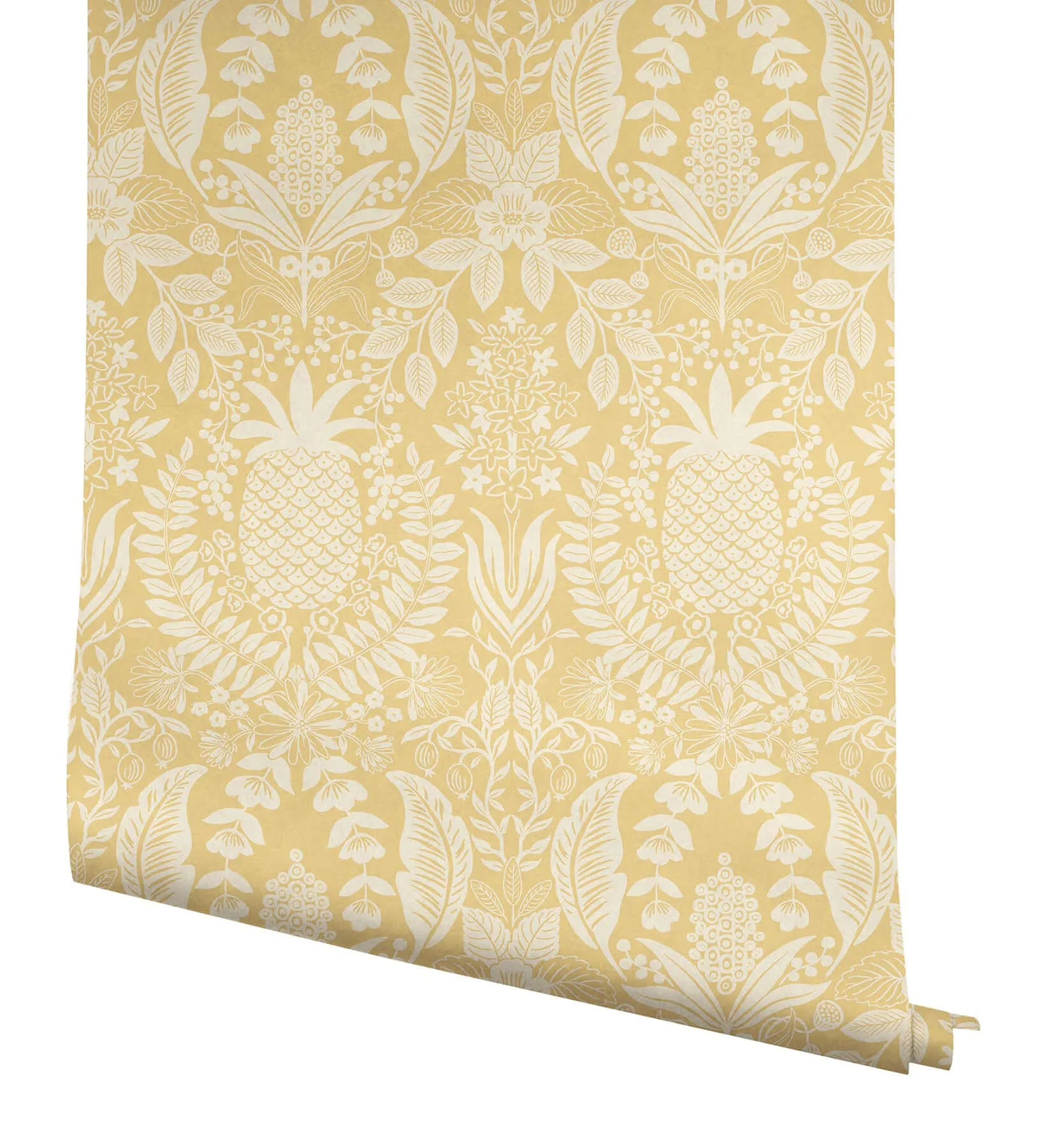 Rifle Paper Co. Pineapple Damask - Yellow Wallpaper | Buy Online Rifle Paper Co. Pineapple Damask wallpaper, color Yellow, SKU RF7481