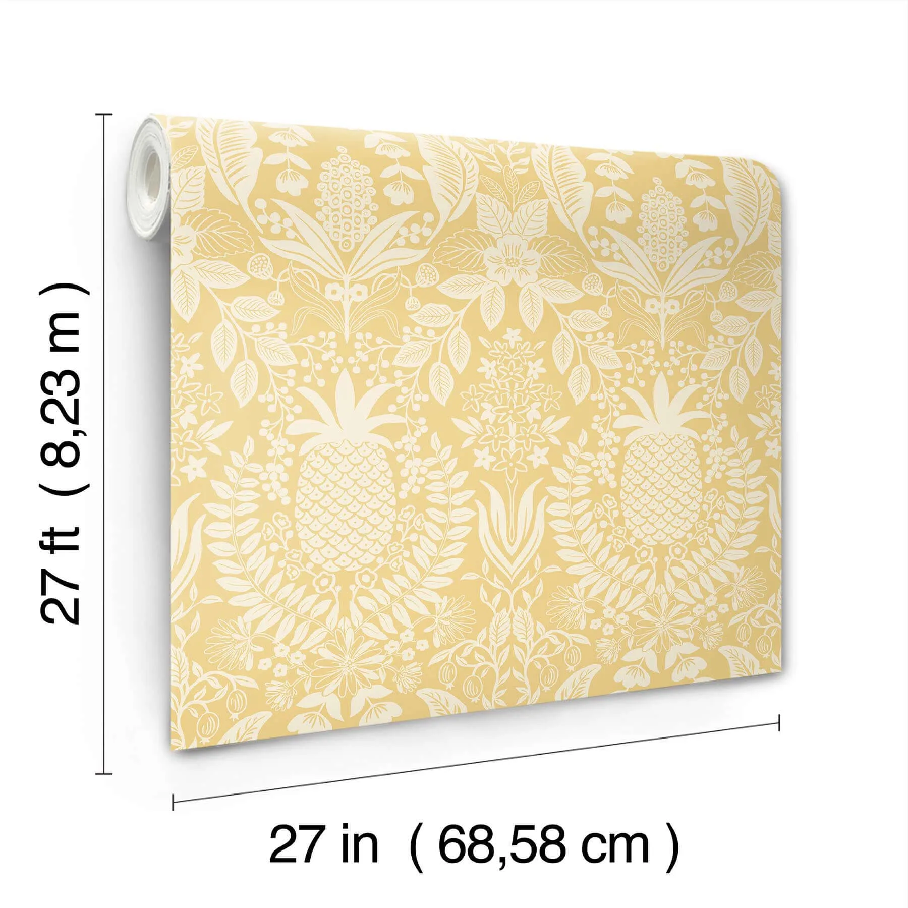 Rifle Paper Co. Pineapple Damask - Yellow Wallpaper | Buy Online Rifle Paper Co. Pineapple Damask wallpaper, color Yellow, SKU RF7481