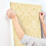 Rifle Paper Co. Pineapple Damask - Yellow Wallpaper | Buy Online Rifle Paper Co. Pineapple Damask wallpaper, color Yellow, SKU RF7481