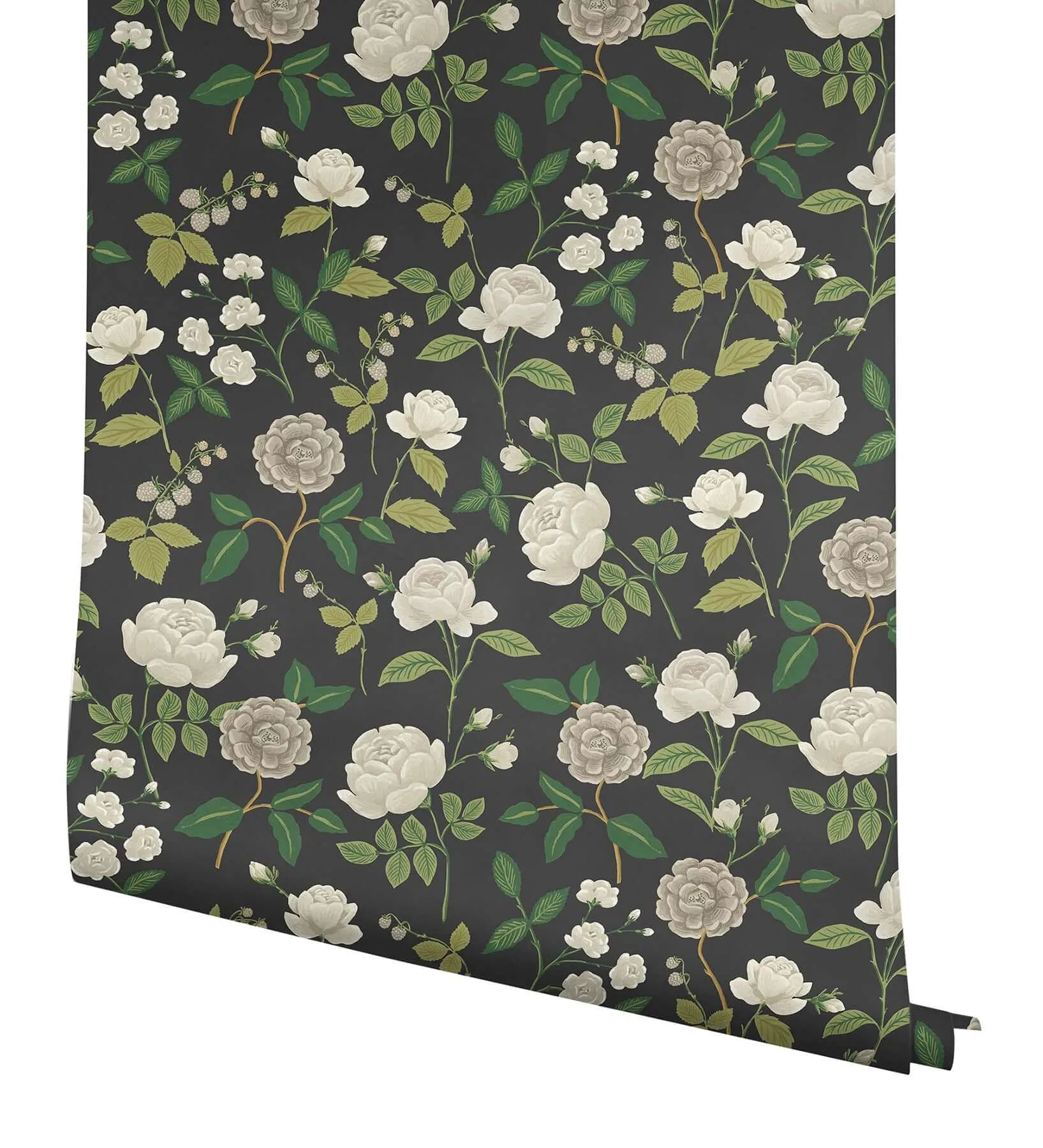 Rifle Paper Co. Roses - Black Wallpaper | Buy Online Rifle Paper Co. Roses wallpaper, color Black, SKU RF7542