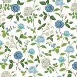 Rifle Paper Co. Roses wallpaper, color Blue, SKU RF7543