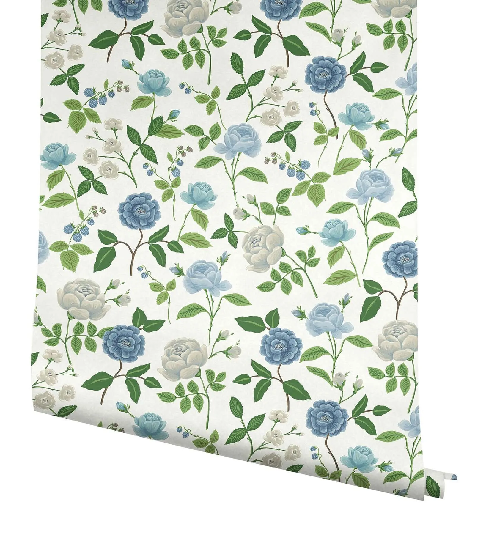 Rifle Paper Co. Roses wallpaper, color Blue, SKU RF7543